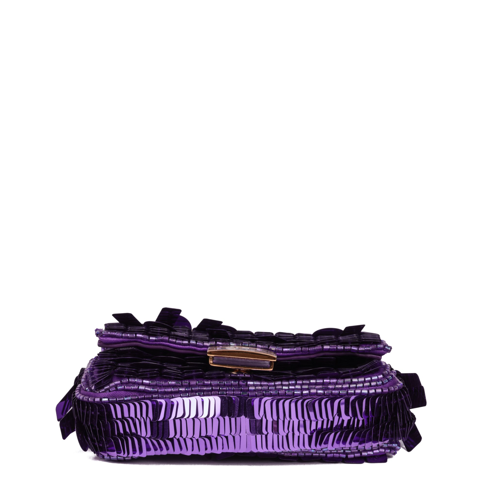 Fendi Purple Embellished Sequin & Purple Calfskin Leather Nano Baguette Charm