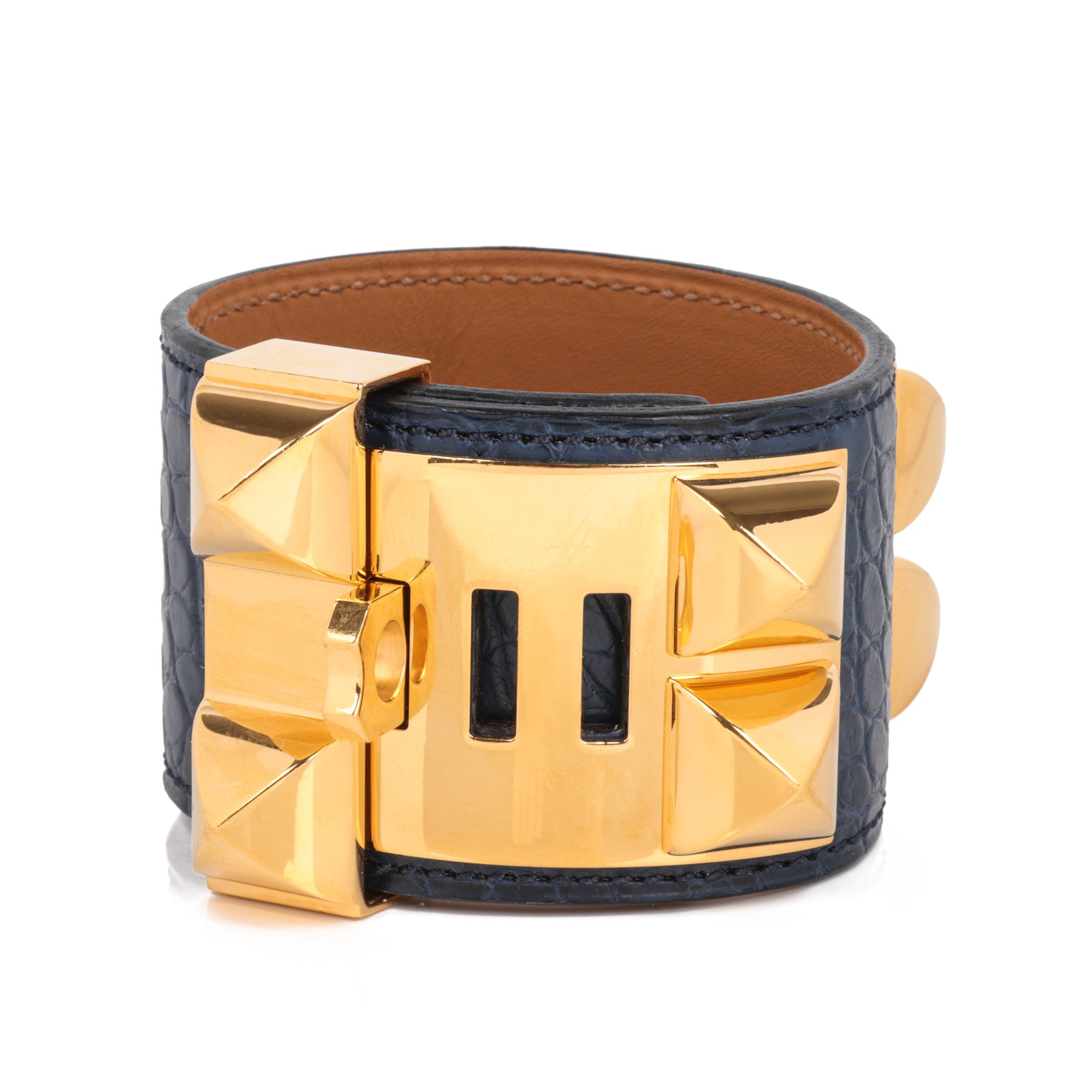 Hermès Bleu Nuit Shiny Mississippiensis Collier De Chien T3