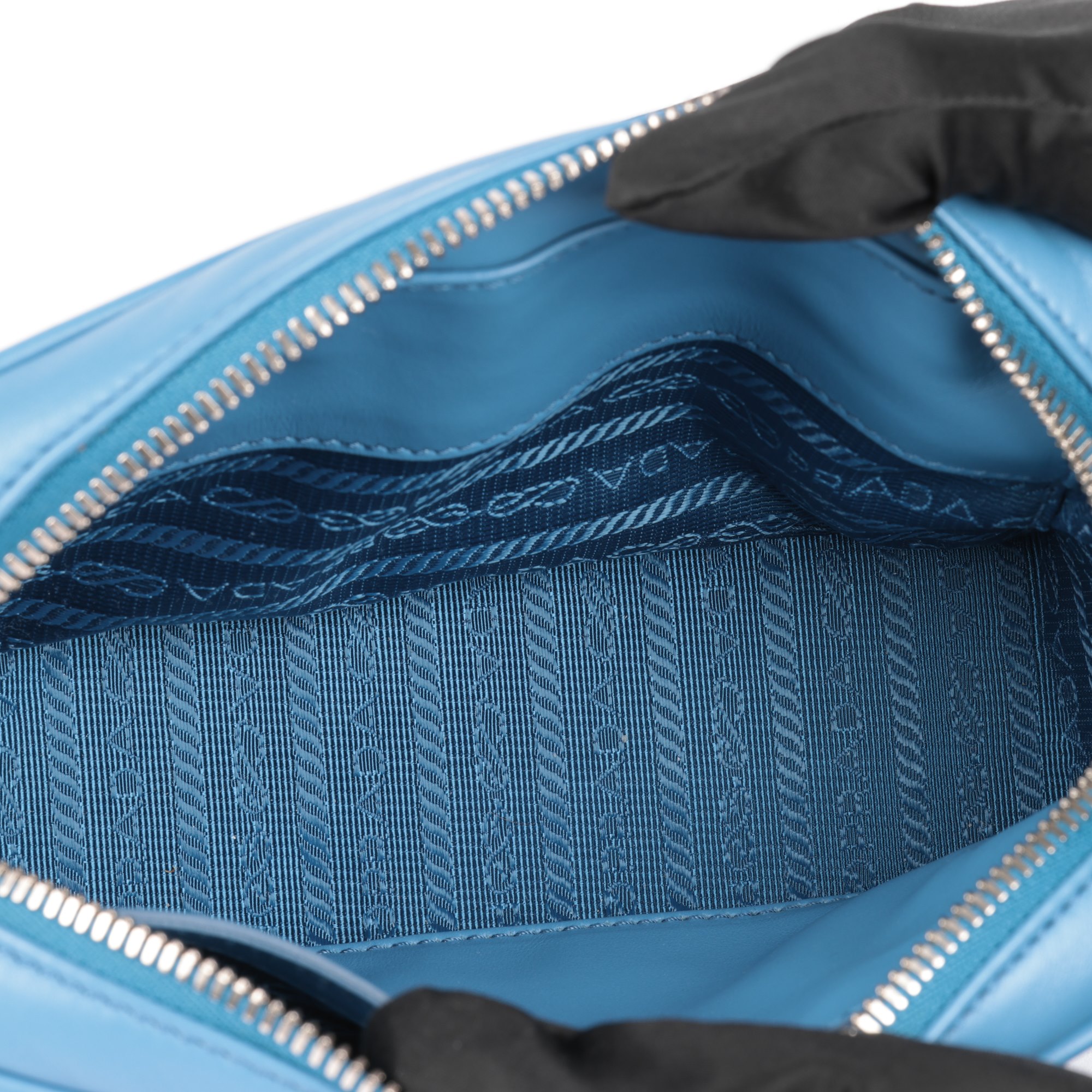 Prada Blue Quilted Calfskin Leather Diagramme Camera Bag