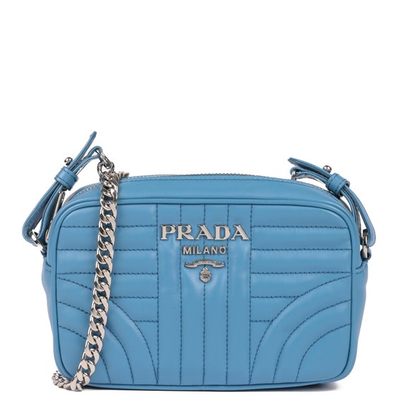 Prada Blue Quilted Calfskin Leather Diagramme Camera Bag