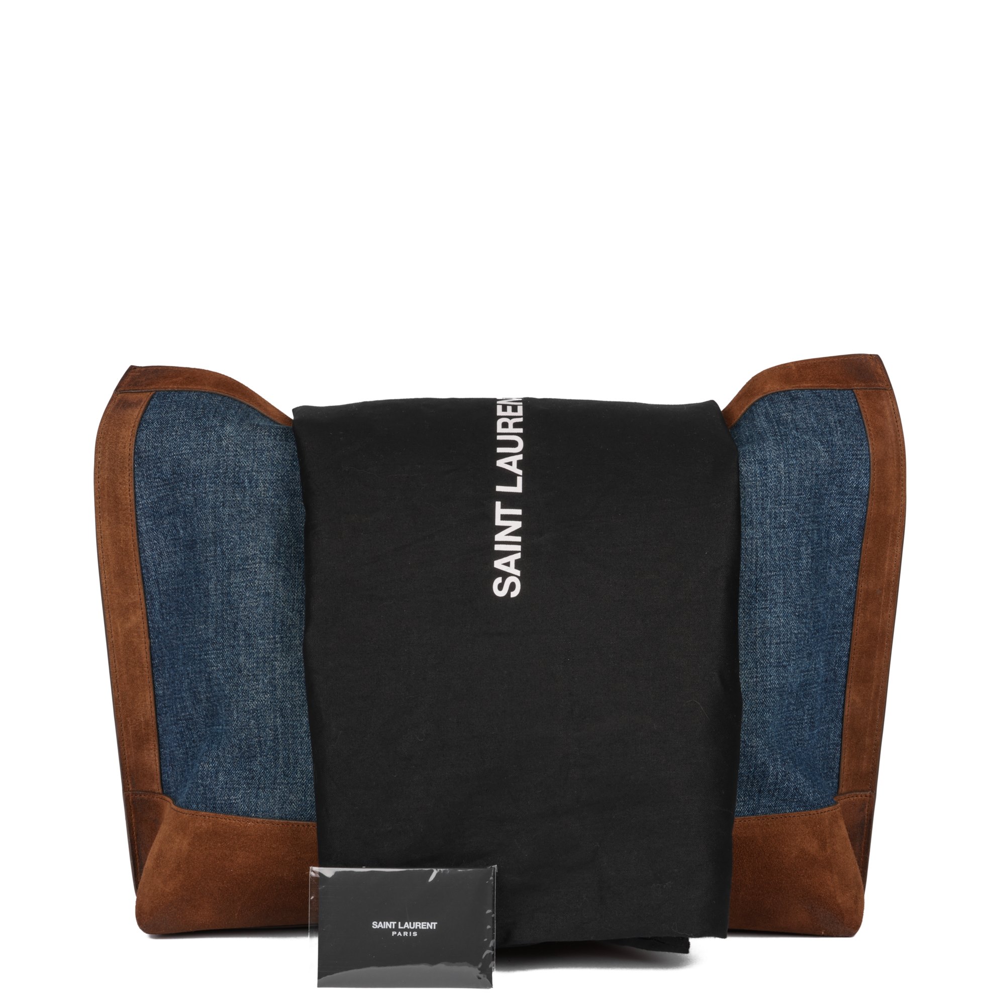 Saint Laurent Blue Denim and Brown Suede Shopping Tote