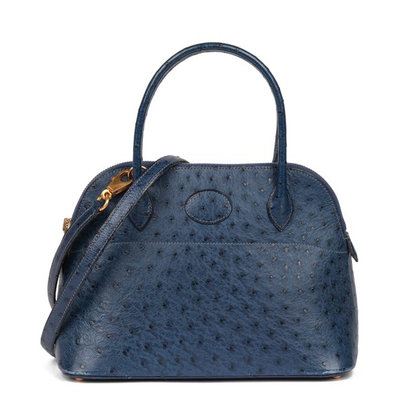 Hermès Bleu Saphir Ostrich Leather Vintage Bolide 27