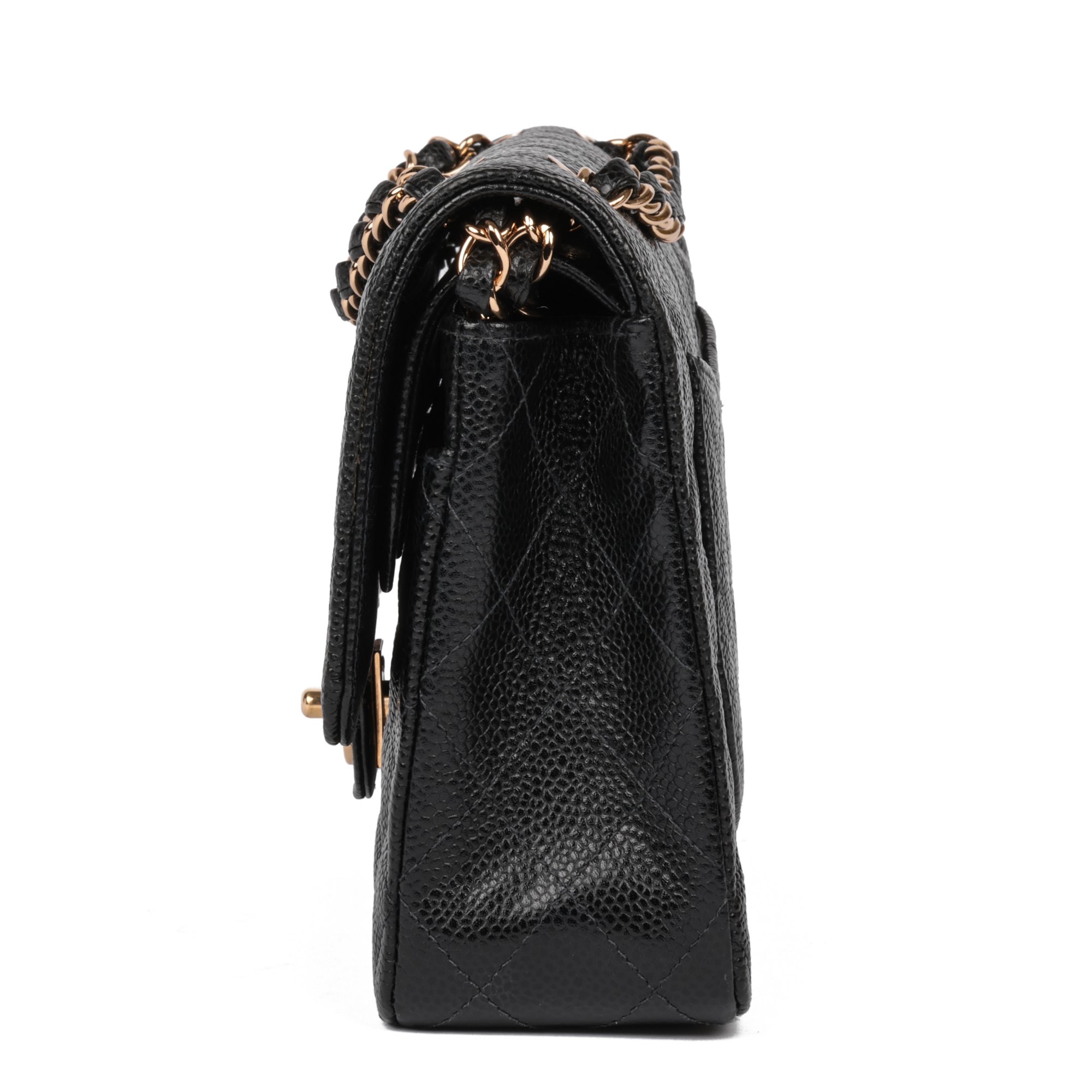 Chanel Black Quilted Caviar Leather Vintage Classic Double Flap Bag