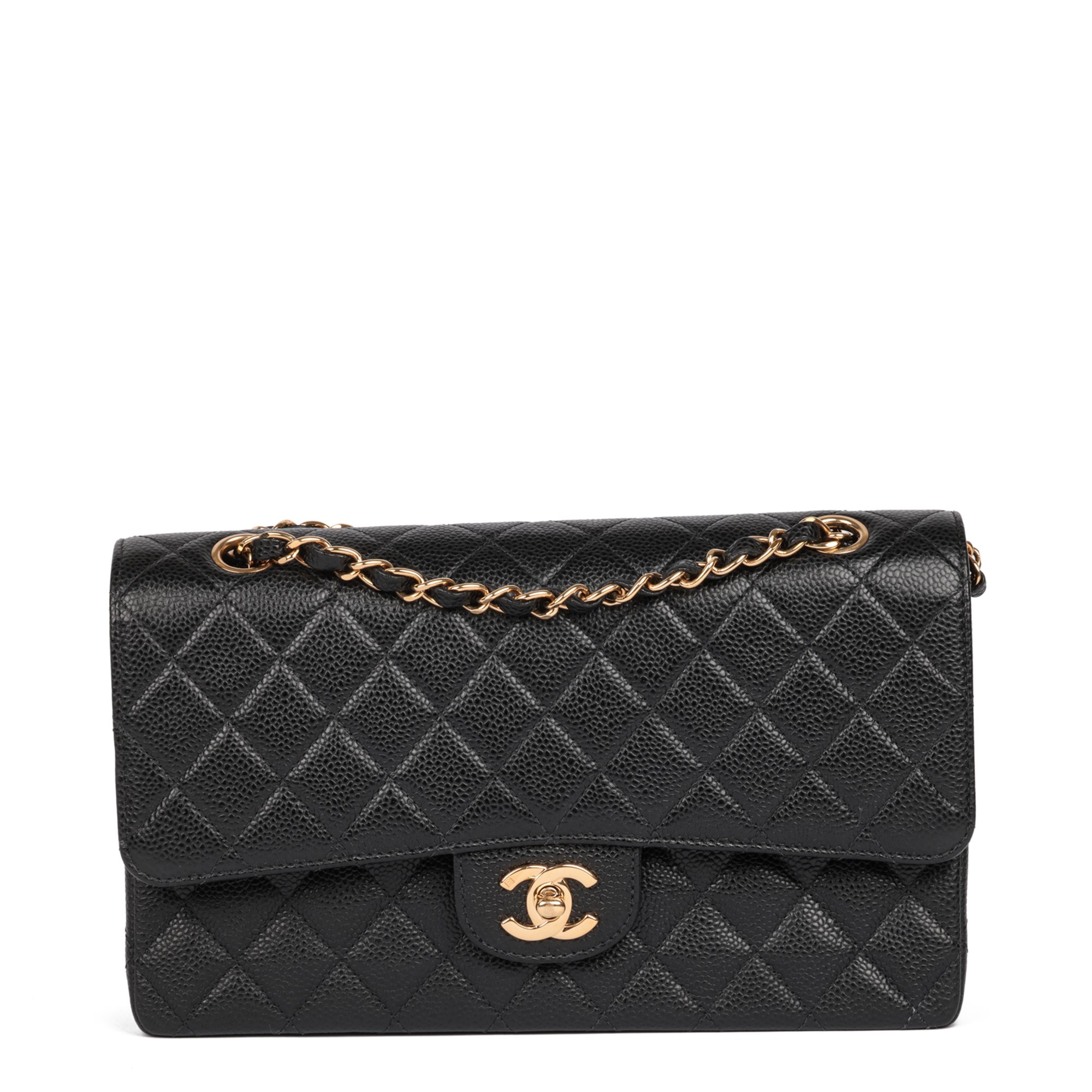 Chanel Black Quilted Caviar Leather Vintage Classic Double Flap Bag