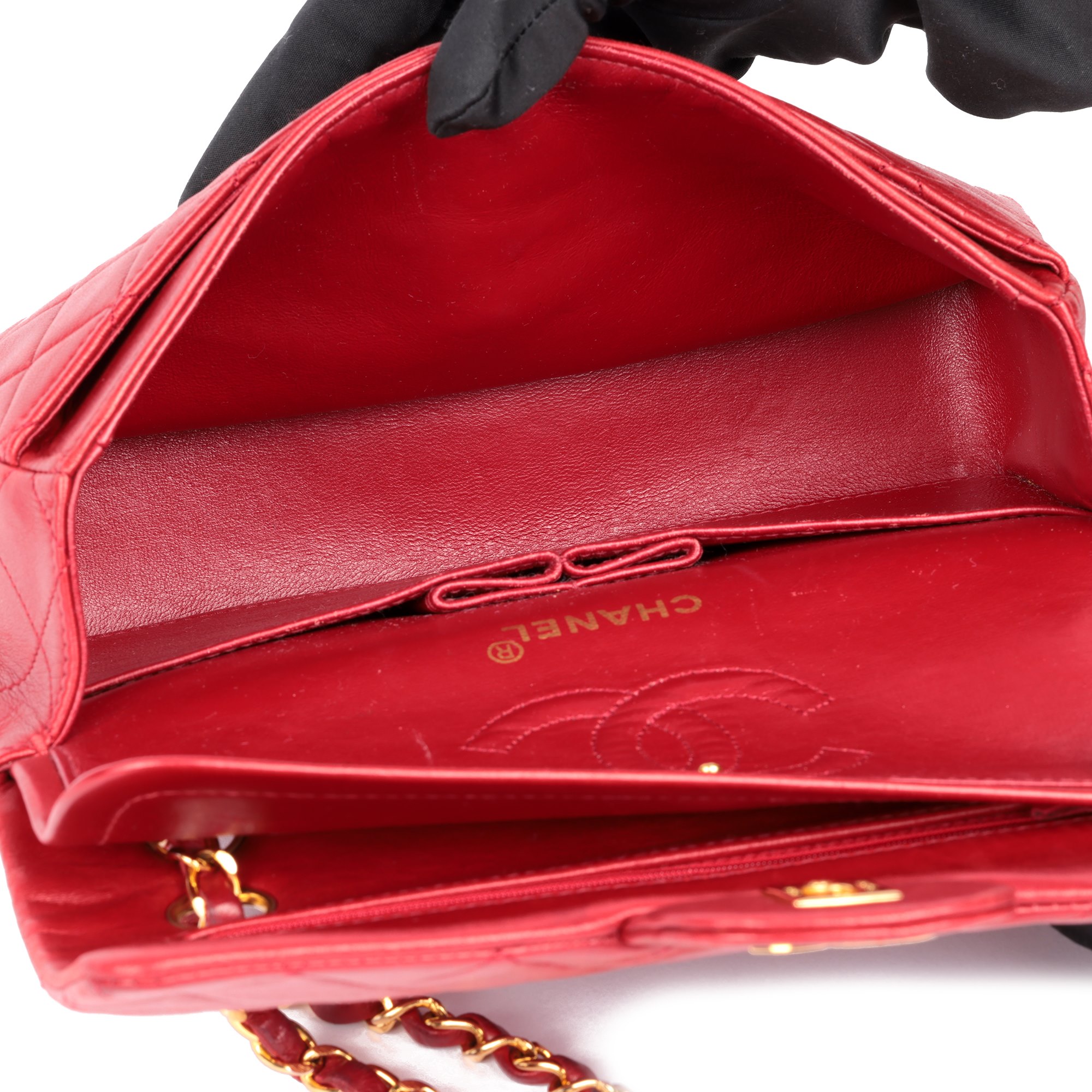 Chanel Red Quilted Lambskin Vintage Small Classic Double Flap Bag