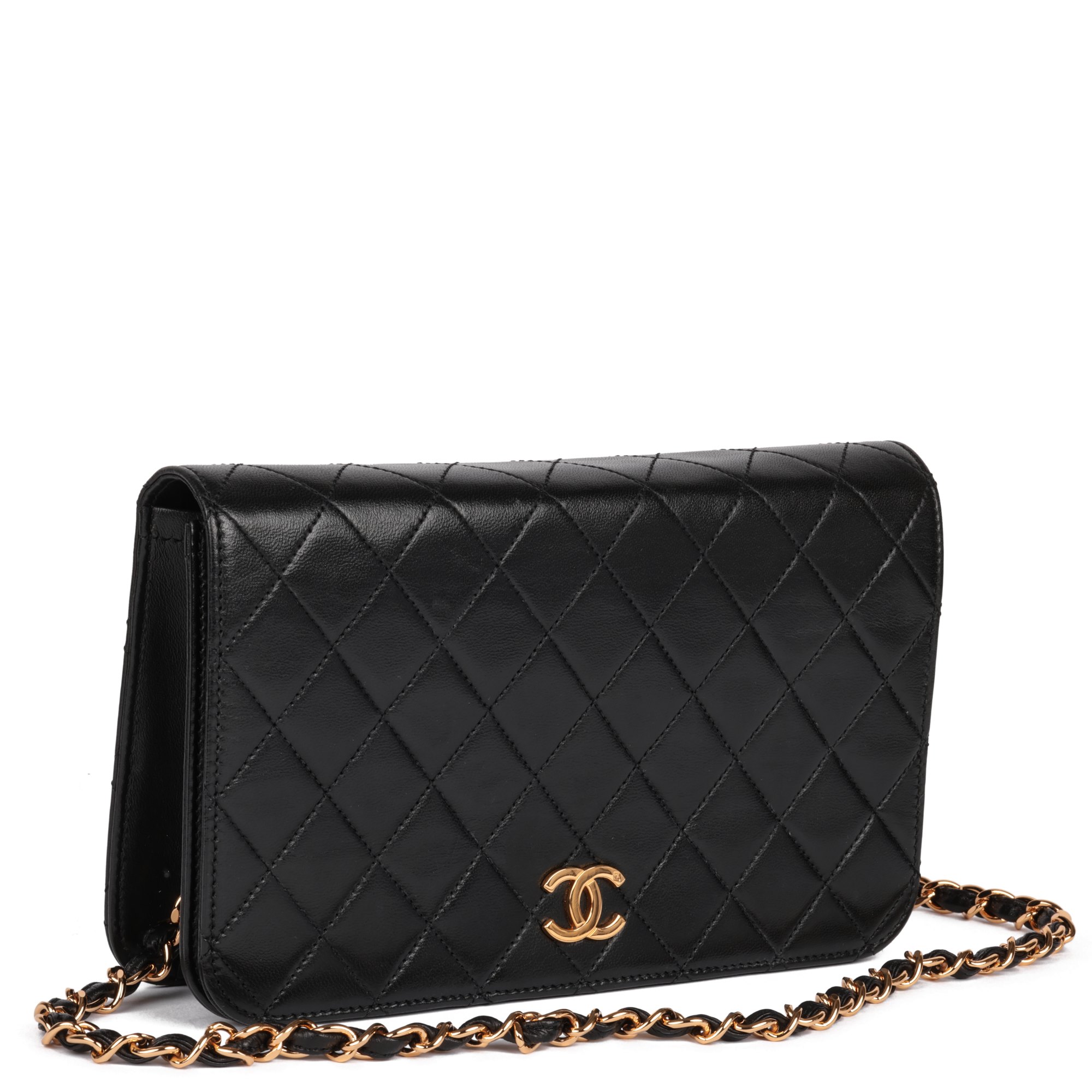 Chanel Black Quilted Lambskin Vintage Small Classic Single Full Flap Bag