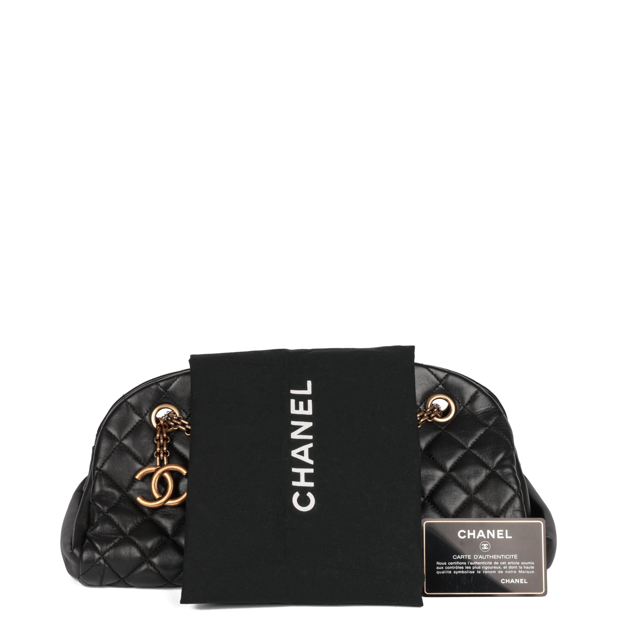 Chanel Black Quilted Lambskin Just Mademoiselle Bowling Bag
