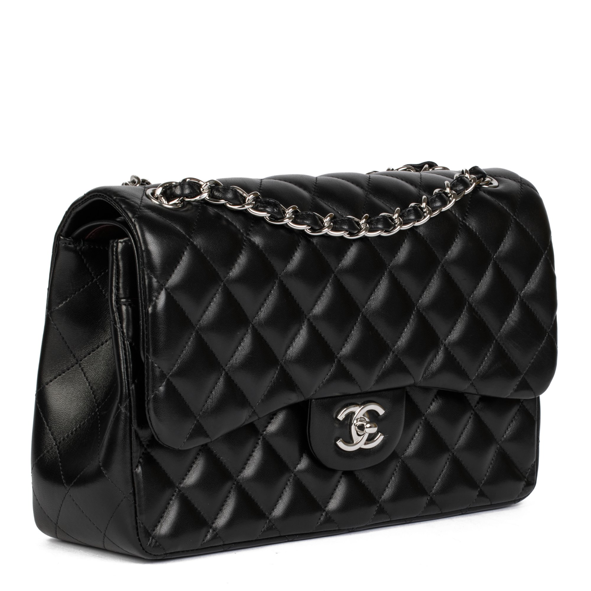 Chanel Black Quilted Lambskin Jumbo Classic Double Flap Bag