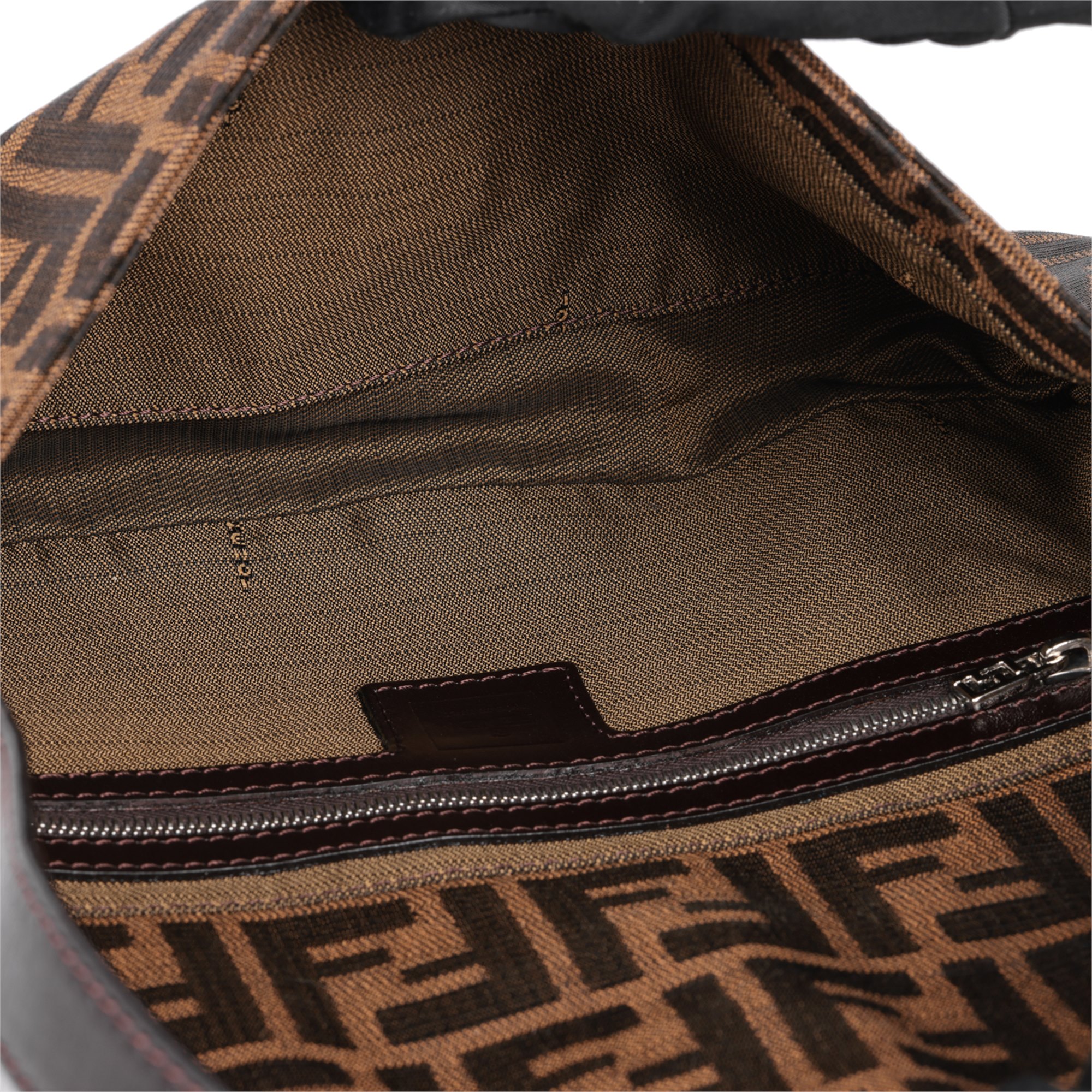 Fendi Brown Zucca Canvas & Calfskin Leather Vintage Baguette