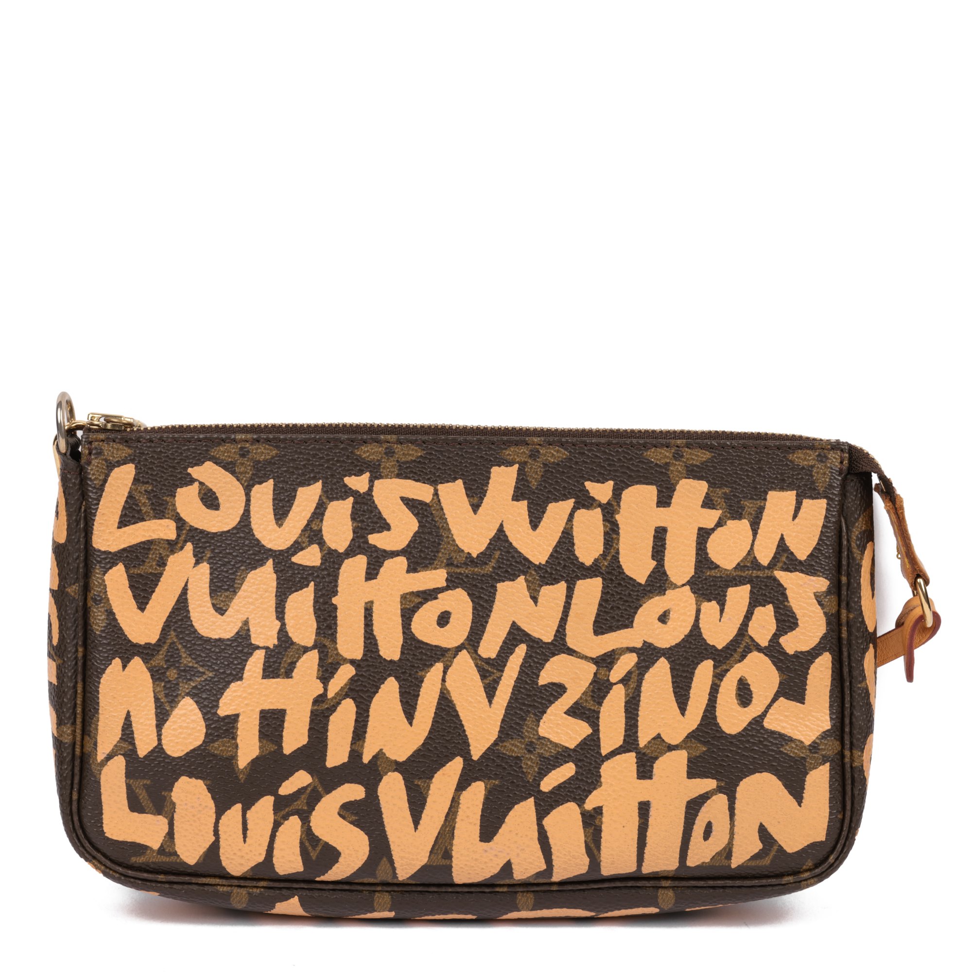 Louis Vuitton x Stephen Sprouse Brown Monogram Coated Canvas & Vachetta Leather Orange Graffiti Vintage Pochette Accessoires