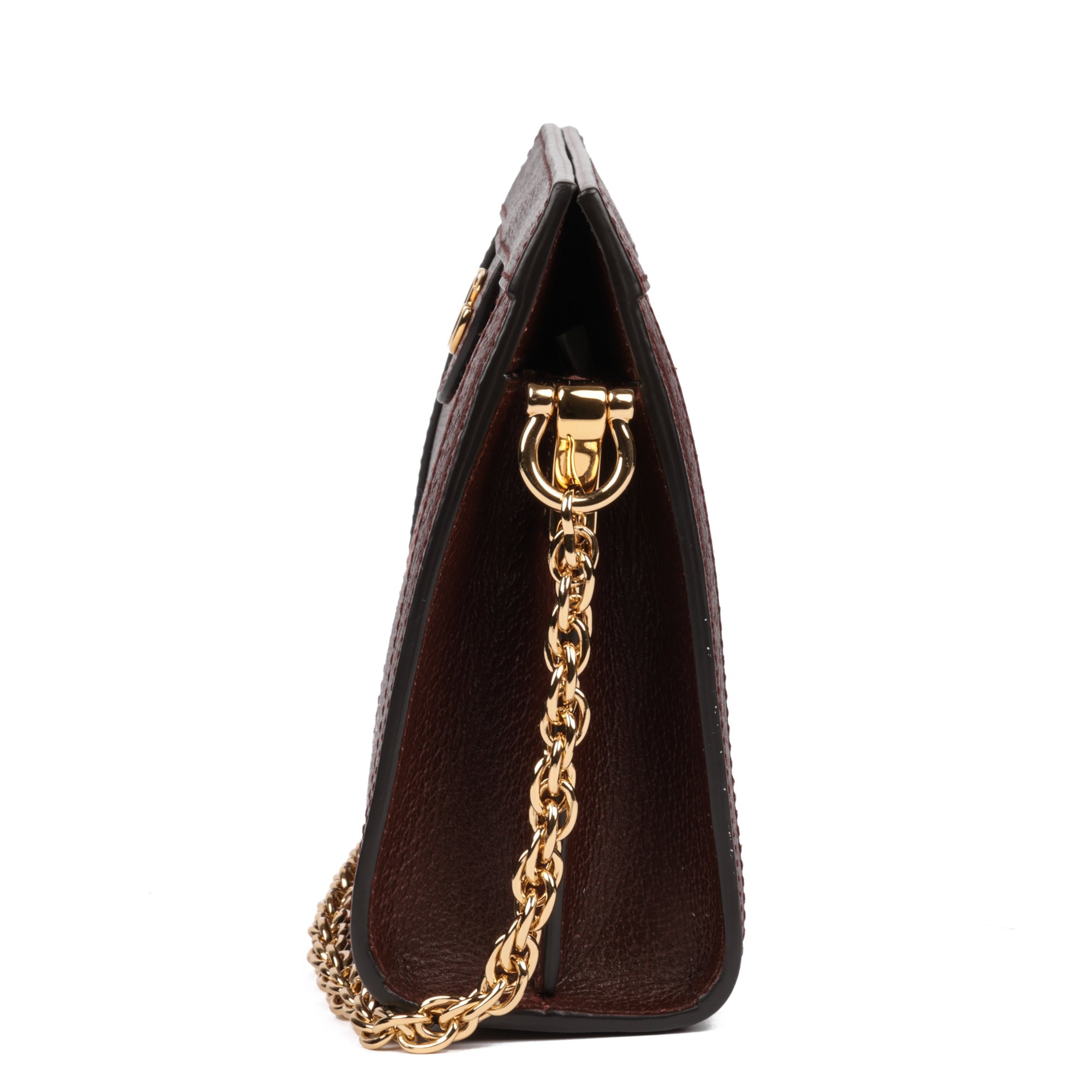 Gucci Bordeaux Calfskin Leather & GG Web Small Ophidia Shoulder Bag
