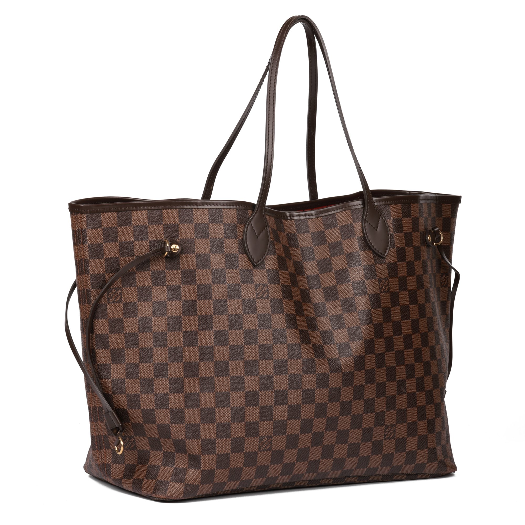Louis Vuitton Damier Ebene Coated Canvas and Brown Calfskin Leather Neverfull GM