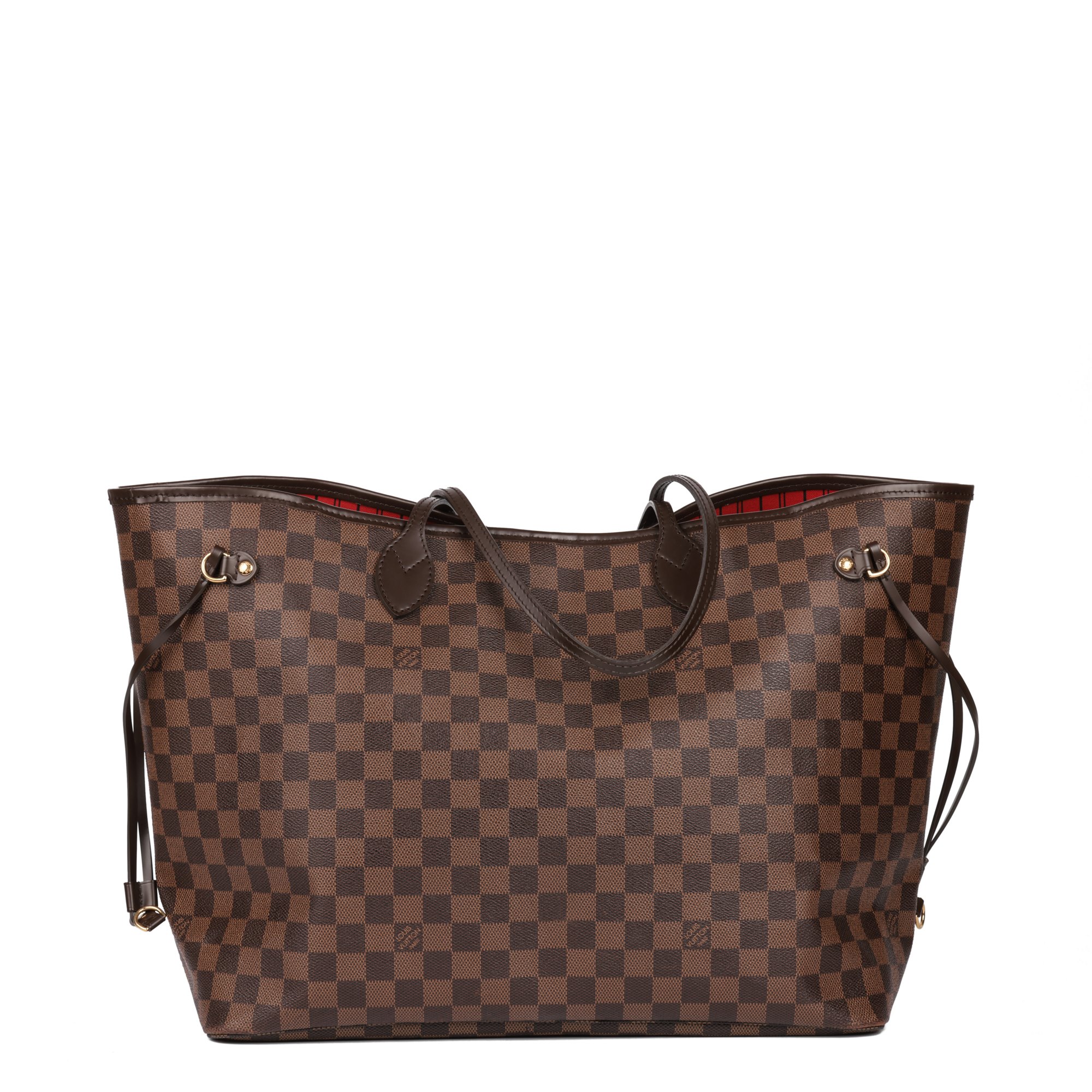 Louis Vuitton Damier Ebene Coated Canvas and Brown Calfskin Leather Neverfull GM