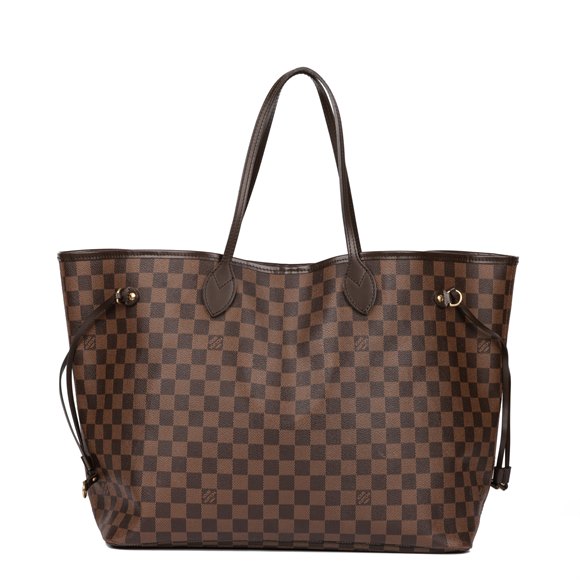 Louis Vuitton Damier Ebene Coated Canvas and Brown Calfskin Leather Neverfull GM