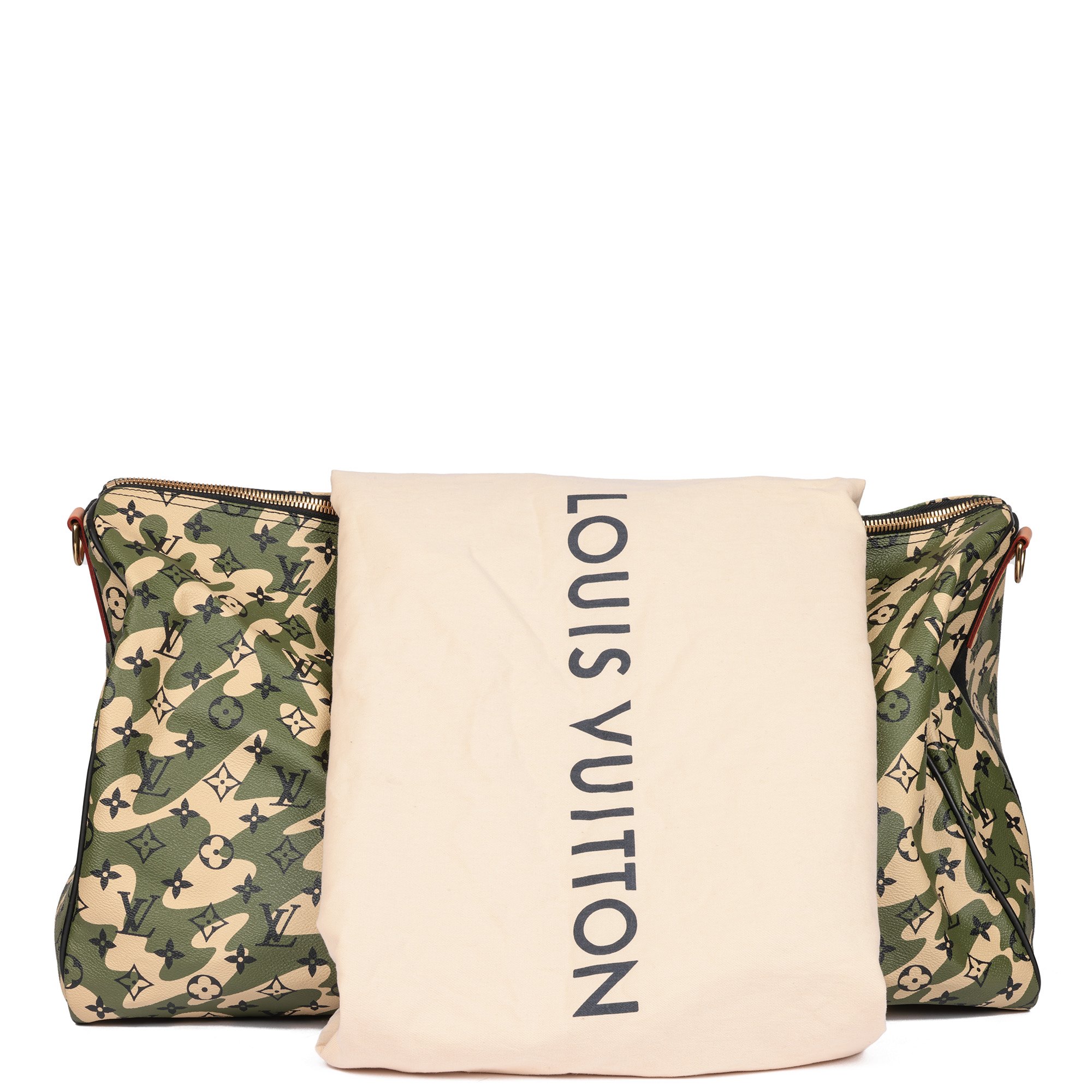 Louis Vuitton x Takashi Murakami Green Monogramouflage Monogram Coated Canvas & Vachetta Leather Keepall 55 Bandoulière