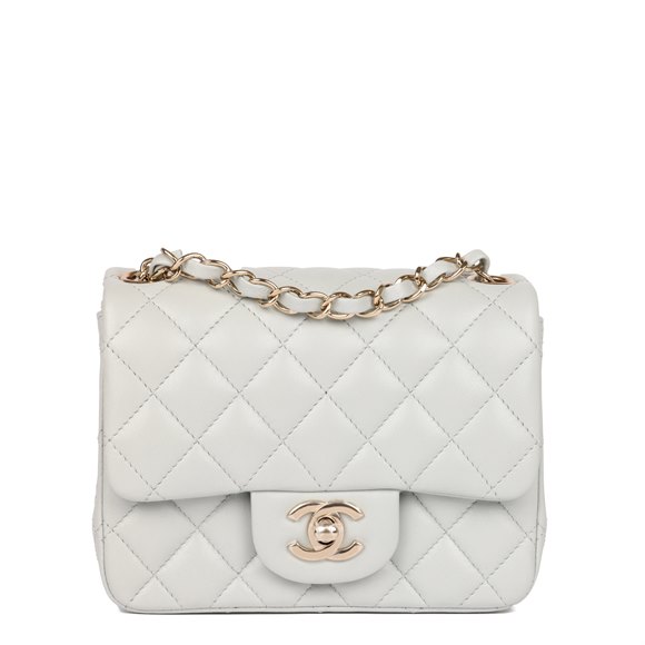 Chanel Light Grey Quilted Lambskin Square Mini Flap Bag