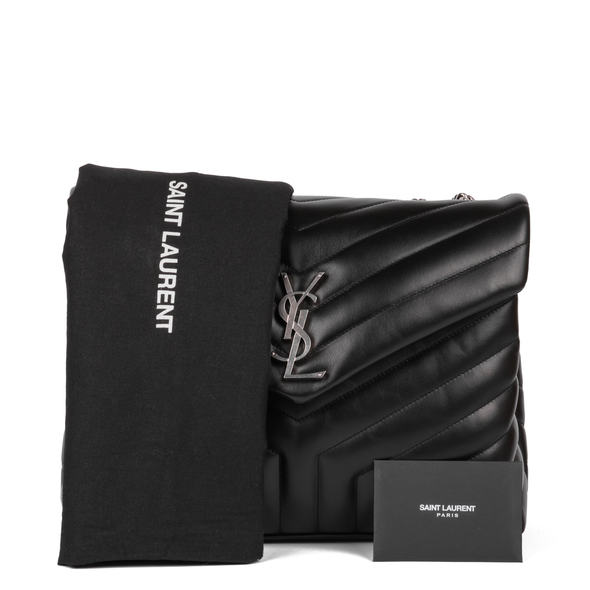 Saint Laurent Black Y Quilted Calfskin Leather Medium Loulou