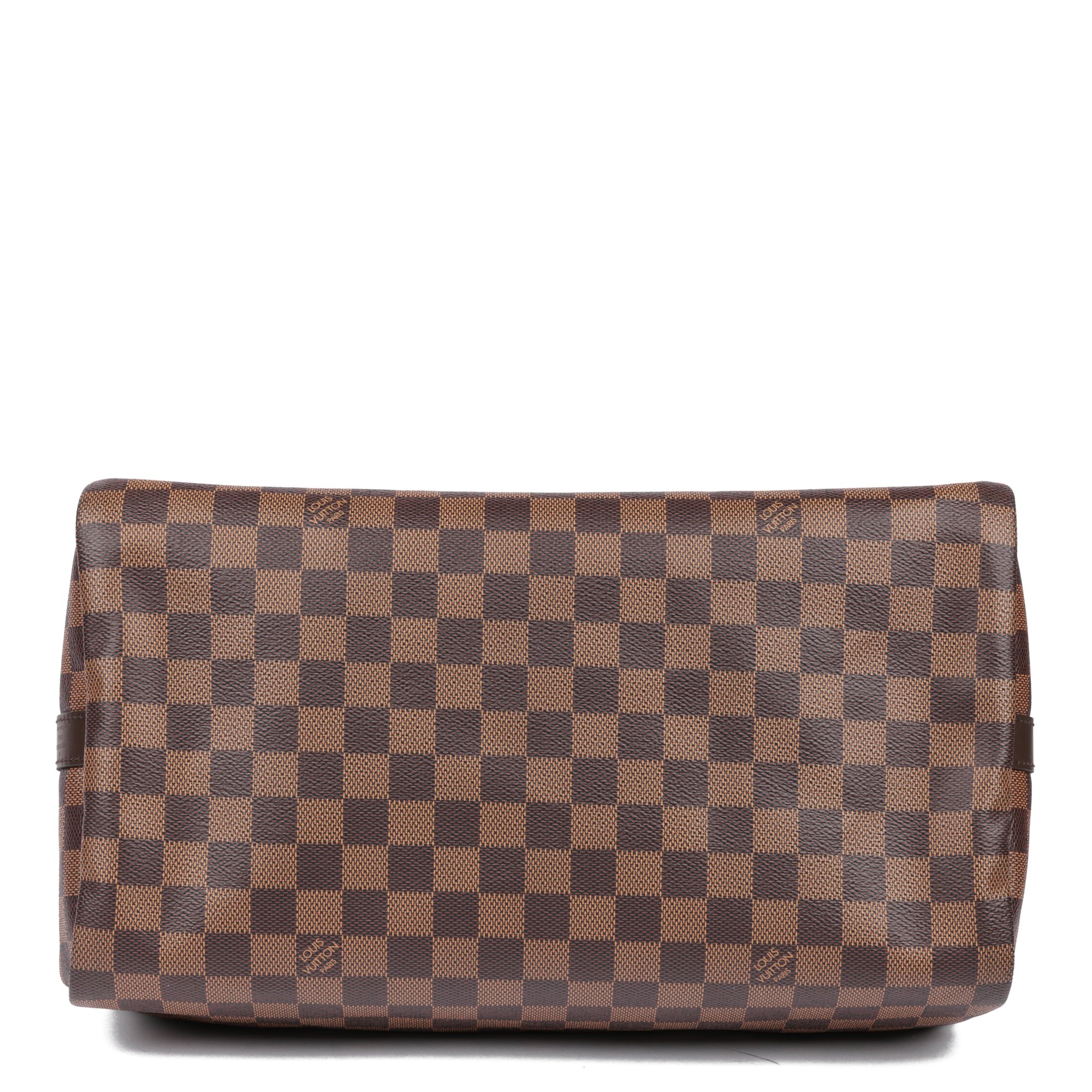 Louis Vuitton Damier Ebene Coated Canvas & Brown Calfskin Leather Speedy 35 Bandoulière
