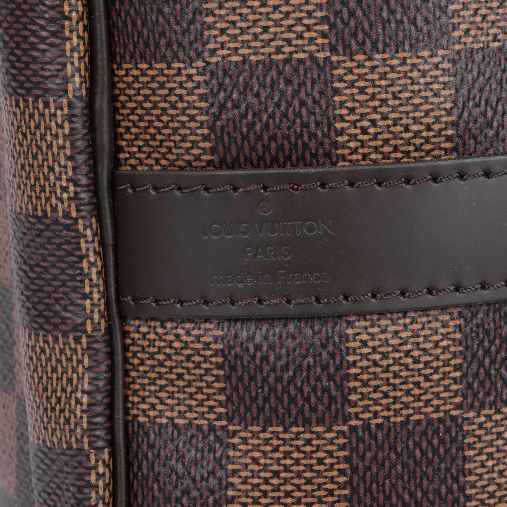 Louis Vuitton Damier Ebene Coated Canvas & Brown Calfskin Leather Speedy 35 Bandoulière