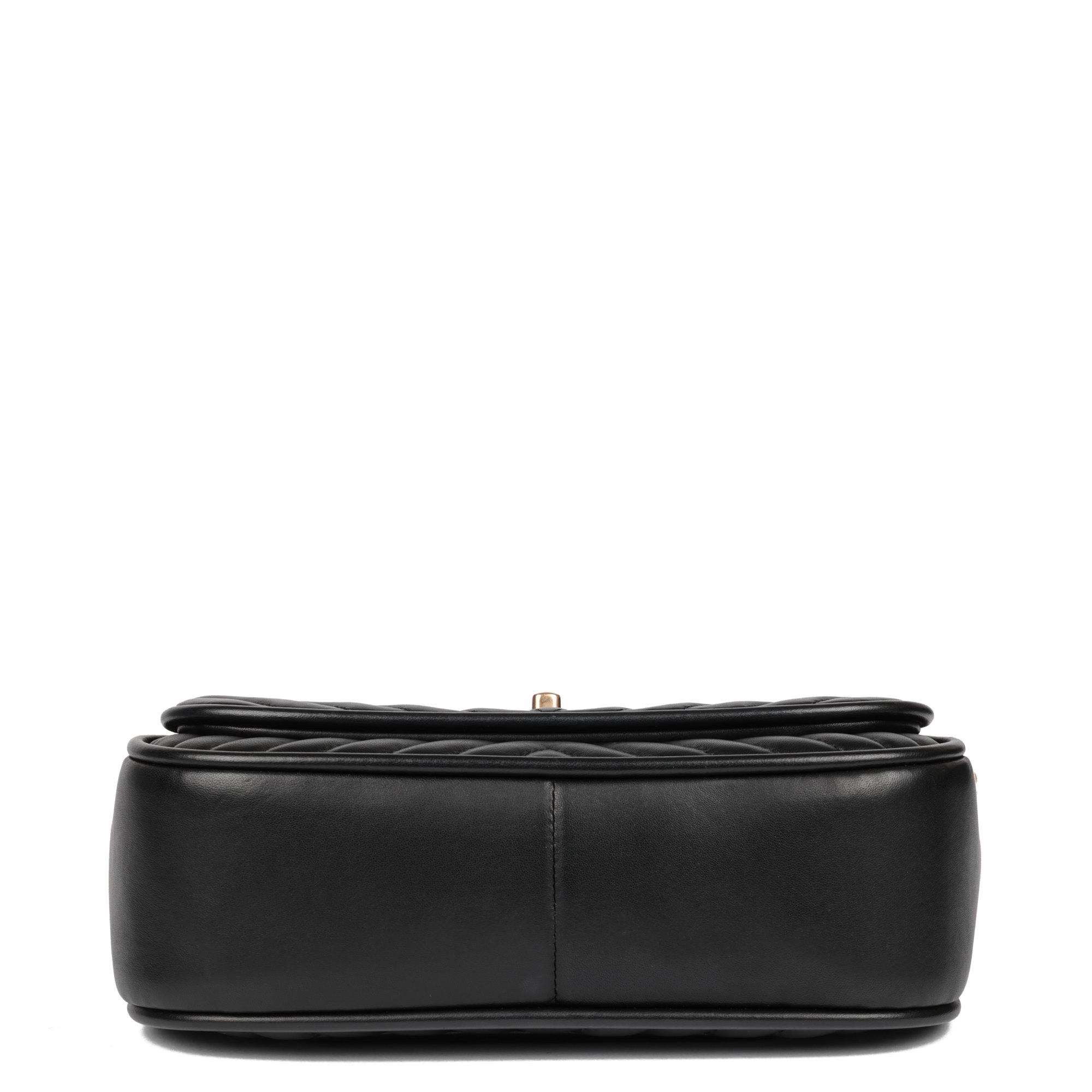 Chanel Black Chevron Quilted Lambskin Medium Classic Top Handle Flap Bag