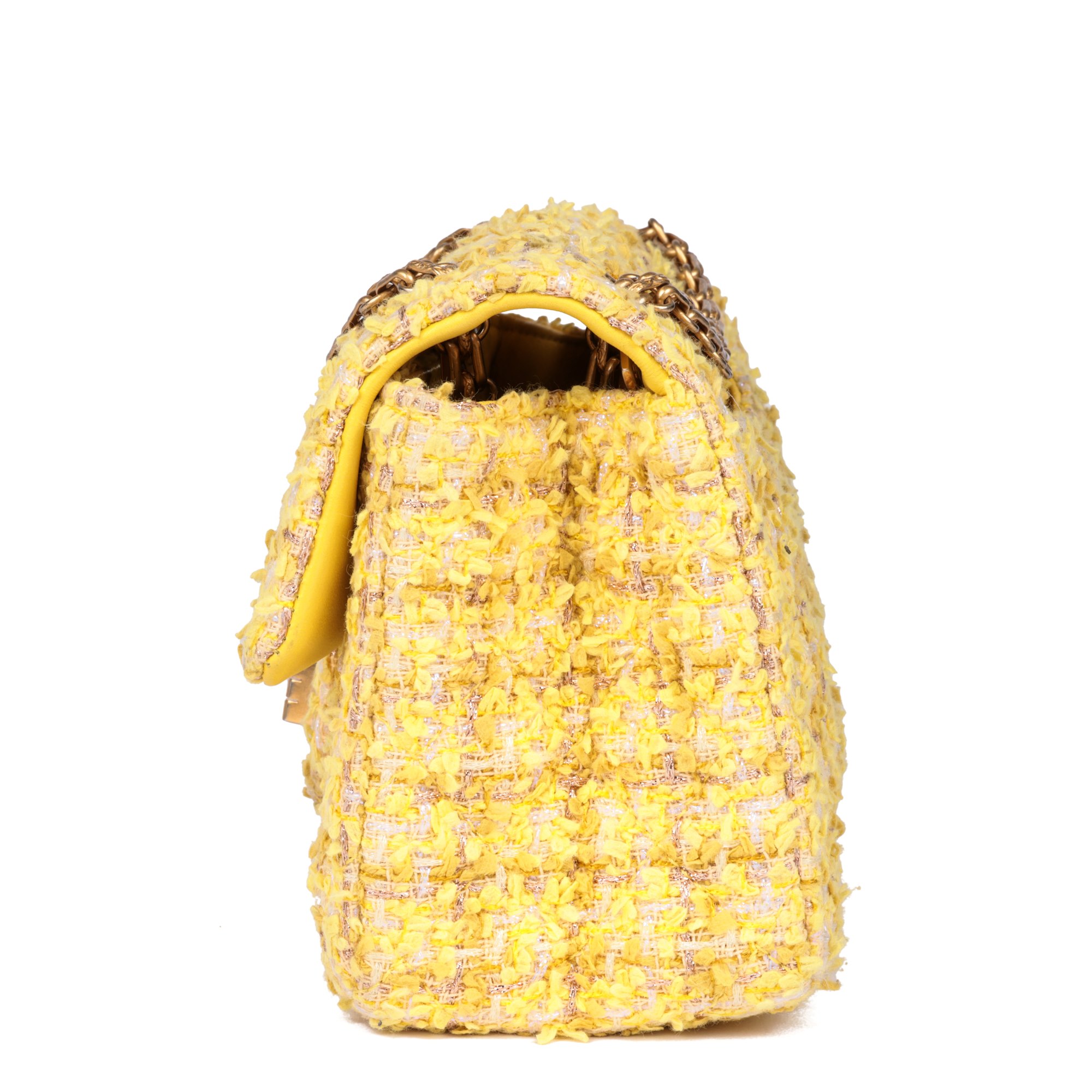 Chanel Canary Yellow Tweed Fabric 224 2.55 Reissue Double Flap Bag