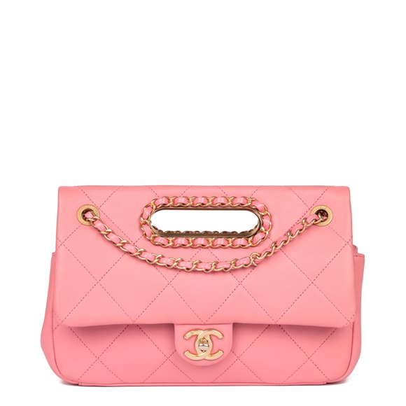 Chanel Pink Quilted Lambskin A Real Catch Classic Flap Bag