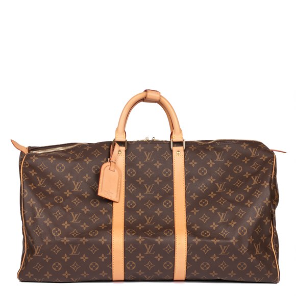 Louis Vuitton Brown Monogram Coated Canvas & Vachetta Leather Vintage Keepall 55