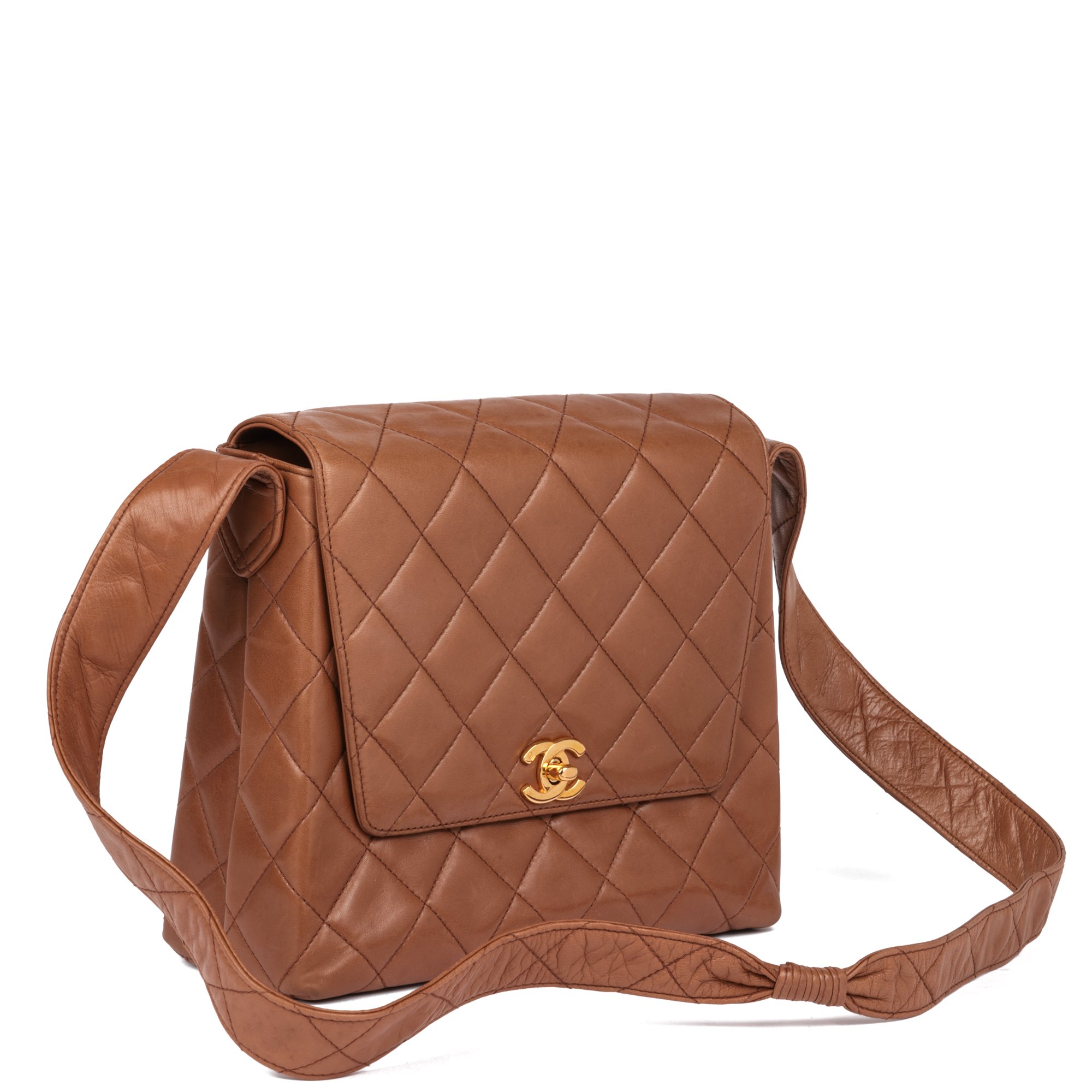 Chanel Caramel Quilted Lambskin Vintage Small Classic Single Flap Bag
