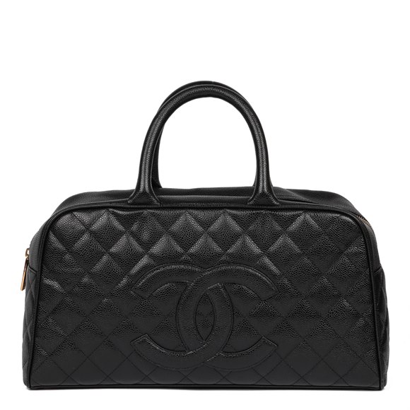 Chanel Black Quilted Caviar Leather Boston Bag