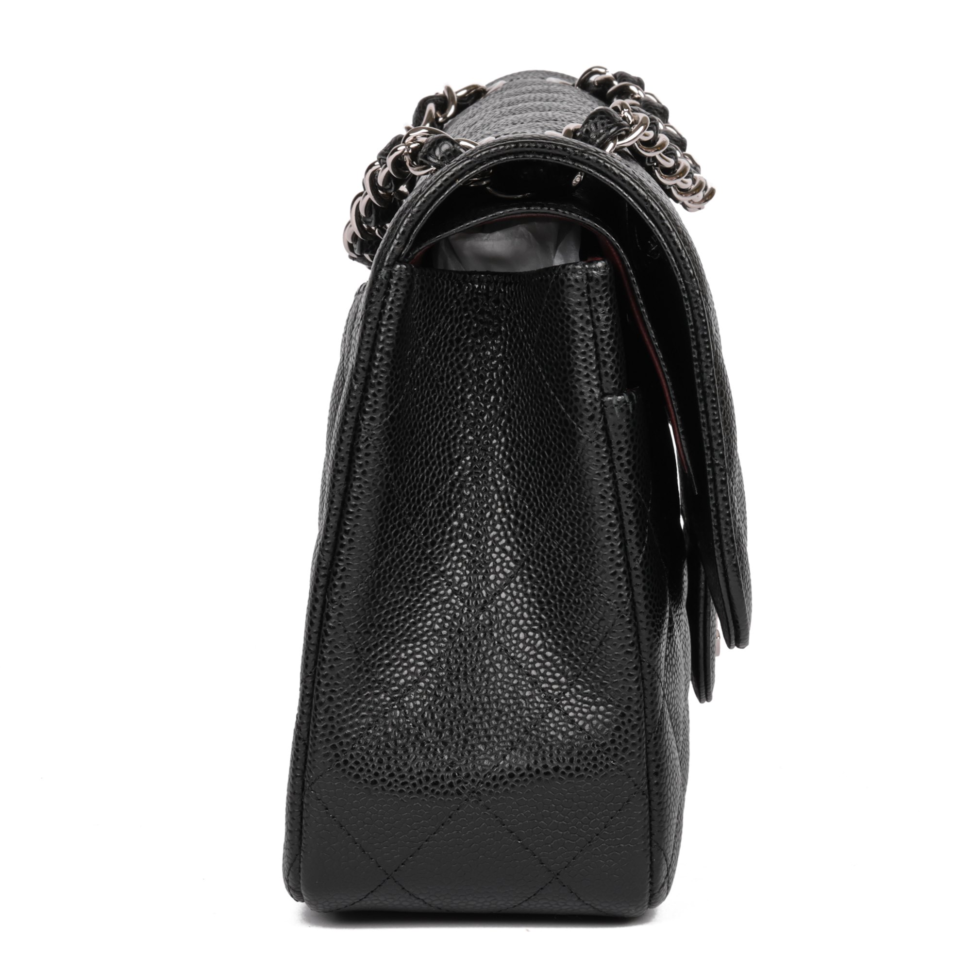 Chanel Black Quilted Caviar Leather Jumbo Classic Double Flap Bag