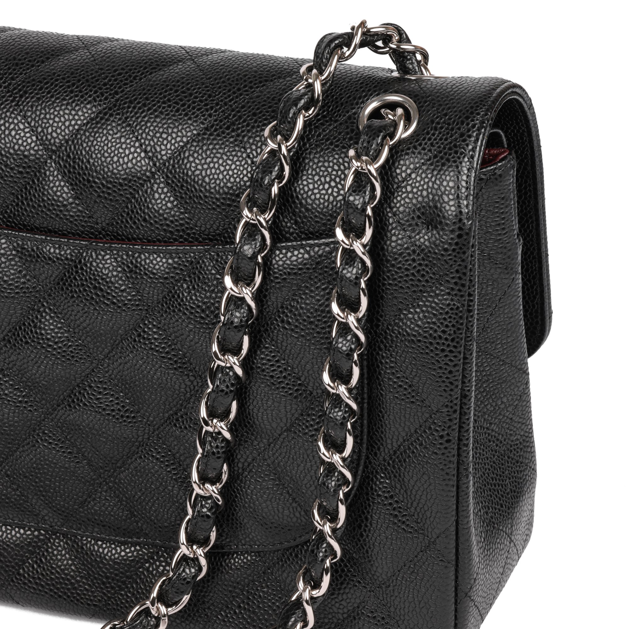 Chanel Black Quilted Caviar Leather Jumbo Classic Double Flap Bag