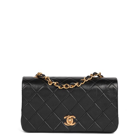 Chanel Black Quilted Lambskin Vintage Rectangular Mini Full Flap Bag