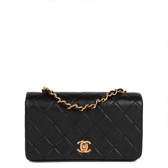 Chanel Black Quilted Lambskin Vintage Rectangular Mini Full Flap Bag