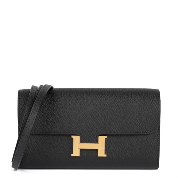 Hermès Black Epsom Leather Constance To Go Long Wallet
