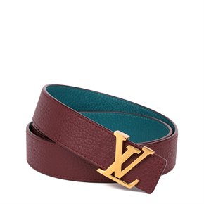 Louis Vuitton Teal & Burgundy Taurillon Calfskin Leather LV Initiales 30mm Reversible Belt