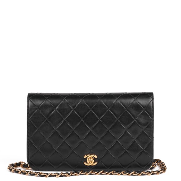 Chanel Black Quilted Lambskin Vintage Small Classic Single Full Flap Bag