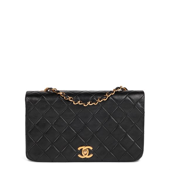 Chanel Black Quilted Lambskin Vintage Small Classic Single Full Flap Bag