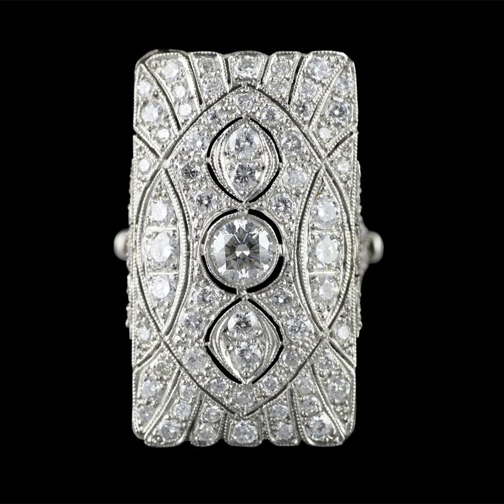Platinum Art Deco Platinum 2.3cts Diamond Cocktail Ring