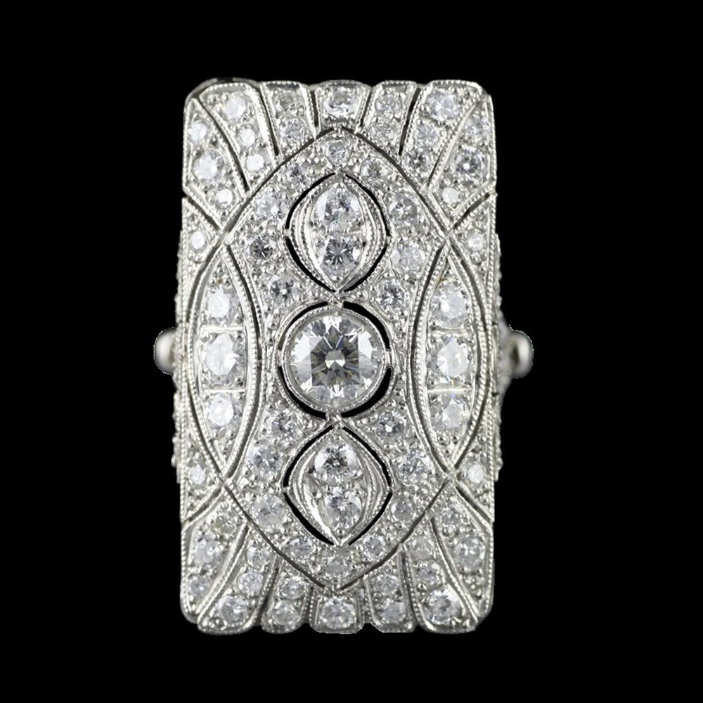 Platinum Art Deco Platinum 2.3cts Diamond Cocktail Ring