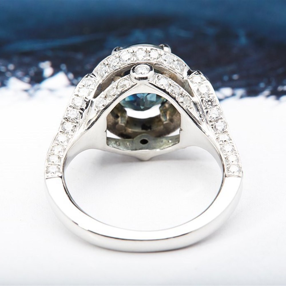 Platinum Platinum 5.75cts Natural Royal Blue Sapphire & Diamond Ring