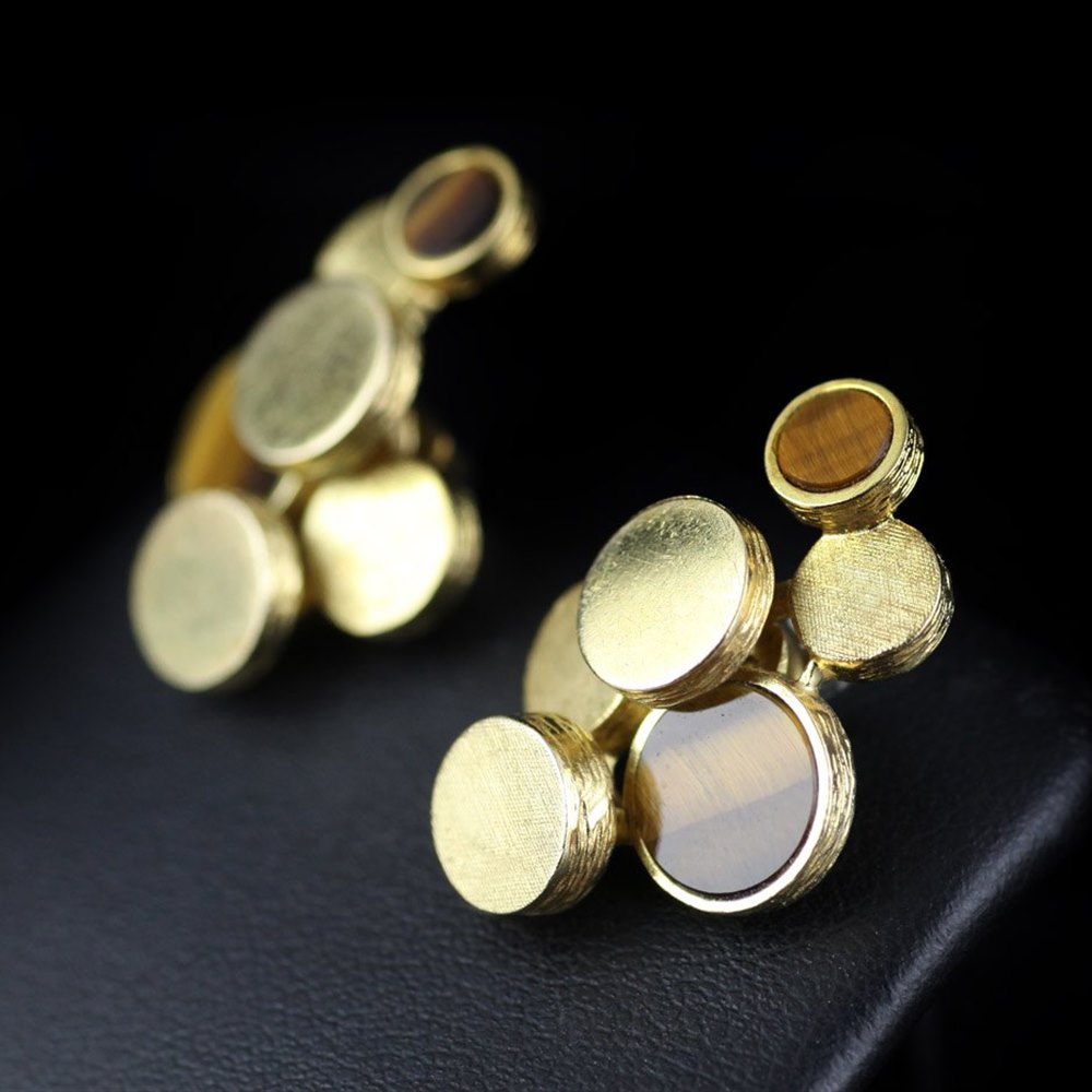 18k Yellow Gold 18k Yellow Gold & Tiger's Eye Gemstone Stud Earrings