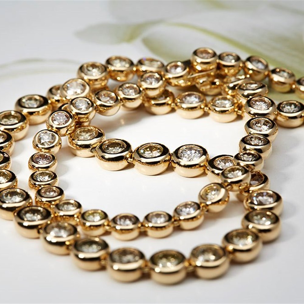 18K Yellow Gold 18K Yellow Gold 10.00 cts Brilliant Cut Diamond Tennis Necklace
