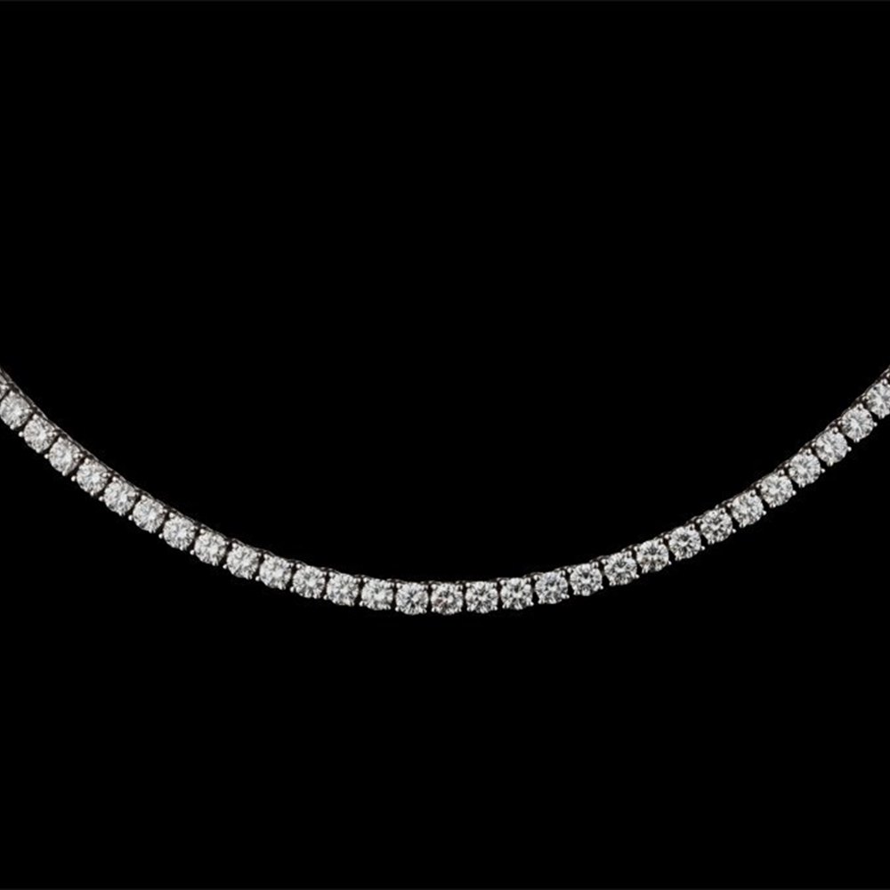18k White Gold 18k White Gold 13.00cts Brilliant Cut VS F Diamond Tennis Necklace