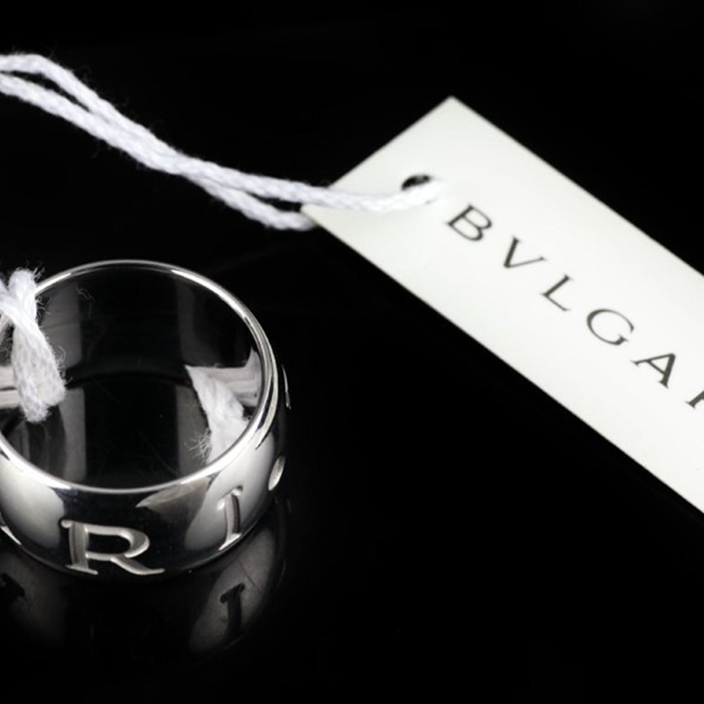 Bvlgari (or Bulgari)18K White Gold Monologo Ring Size 53