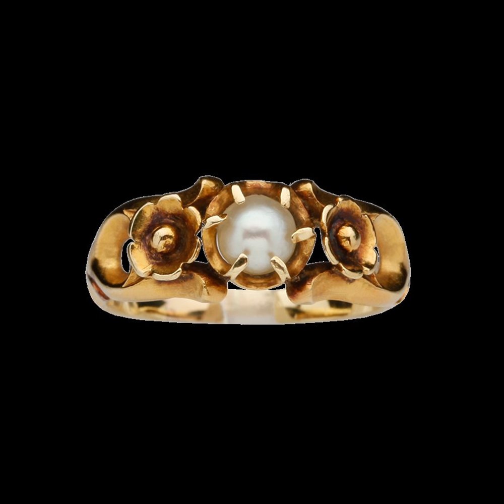 9k Yellow Gold 9k Yellow Gold Sea Pearl Floral Ring
