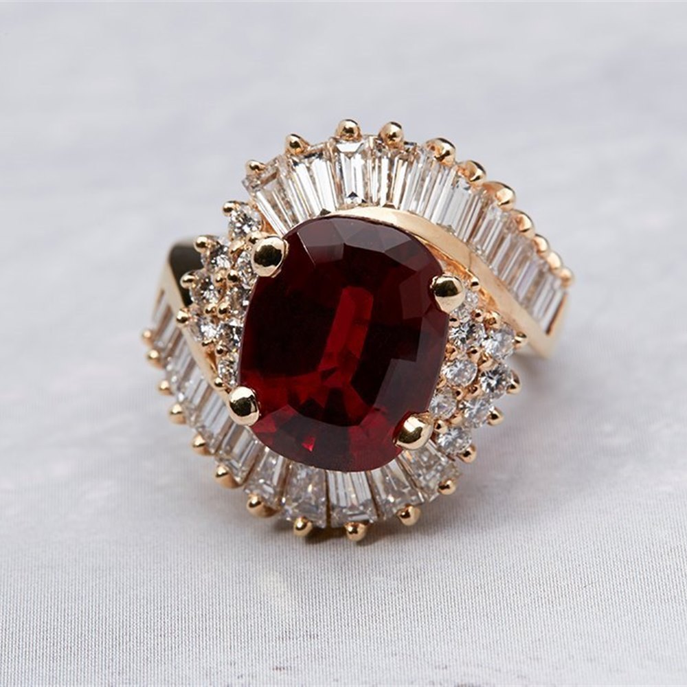 14K Yellow Gold 14K Yellow Gold 8.15 cts Rubellite Tourmaline & Diamond Ring