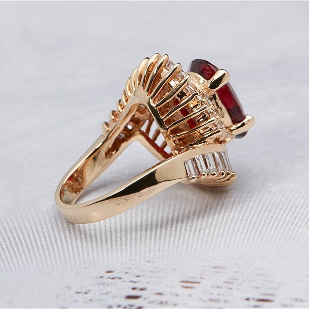 14K Yellow Gold 14K Yellow Gold 8.15 cts Rubellite Tourmaline & Diamond Ring