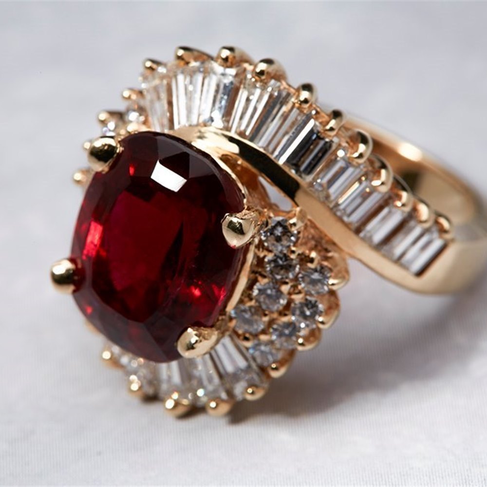 14K Yellow Gold 14K Yellow Gold 8.15 cts Rubellite Tourmaline & Diamond Ring