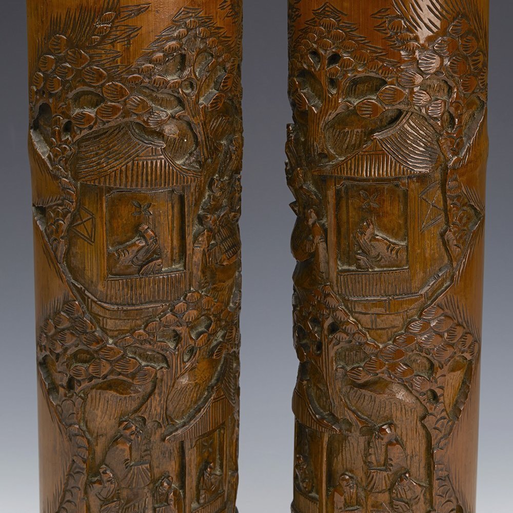 Chinese Bamboo Hand Carved Eagle Brush Pot