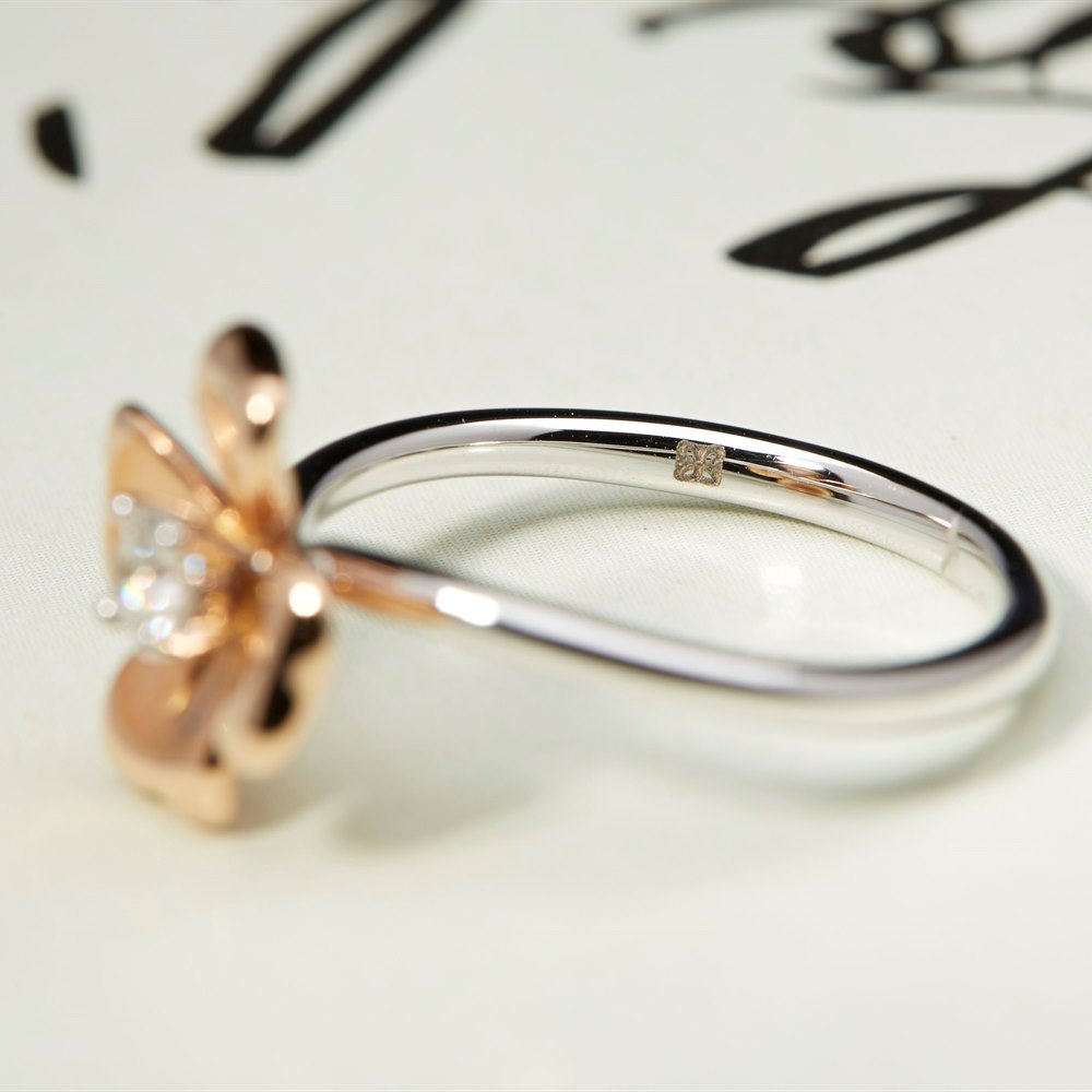 Mappin & Webb 18K White Gold and Rose Gold 0.15cts Diamond Ring Size L